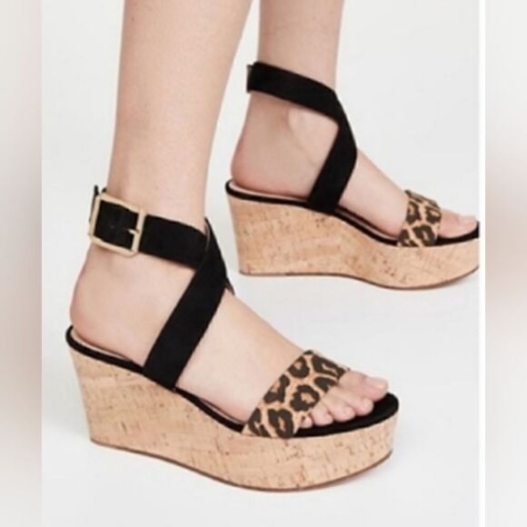 Veronica Beard Hurley Cross Ankle Strap Platform Wedge Animal Print Sandal | 8.5 - Picture 3 of 16